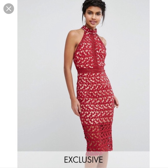 ASOS Dresses & Skirts - ASOS High Neck Pencil Dress w/ Delicate Lace Back